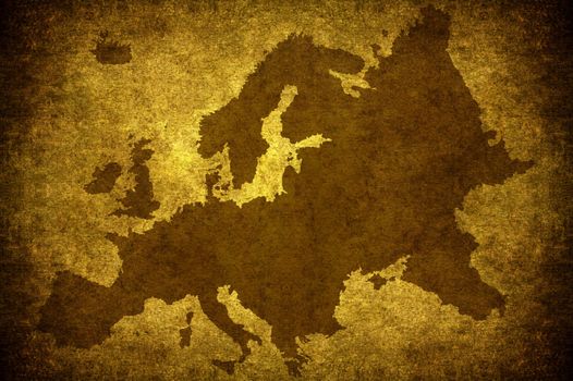A grunge yellow map uf the Europe
