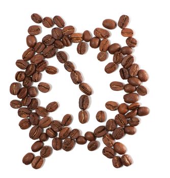 Coffee seeds scattered in clock shape.