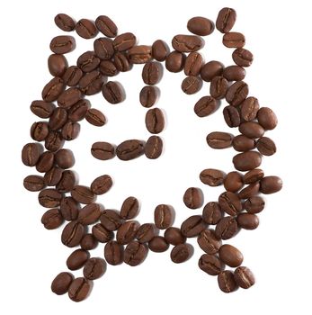 Coffee seeds scattered in clock shape.