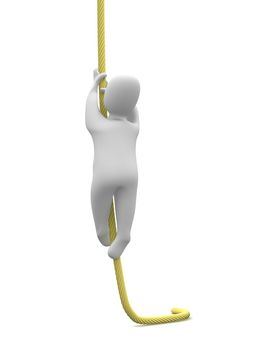 Climbing man. 3d rendered illustration isolated on white.