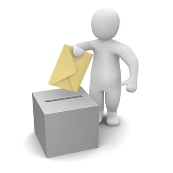 Man sending letter or vote concept.