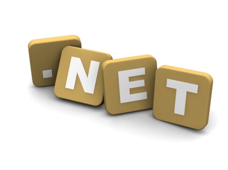 Dot NET text. 3d rendered illustration isolated on white.