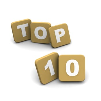 Top 10 text. 3d rendered illustration isolated on white.
