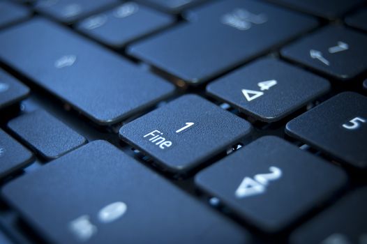 Close up on a black keyboard of a laptop