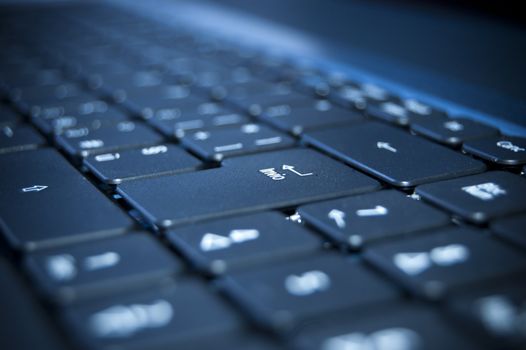 Close up on a black keyboard of a laptop