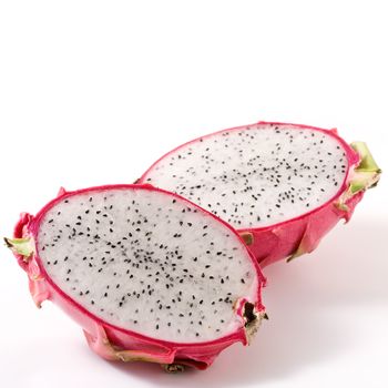 Attractive dragon fruit, pitaya isolated on white background.