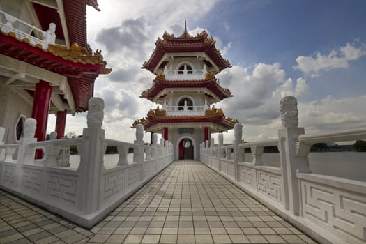 Bridge to Pagoda at Singapore Chinese Garden on the Lake