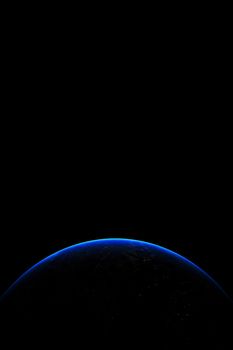 The blue atmosphere of the earth illuminated by the sun