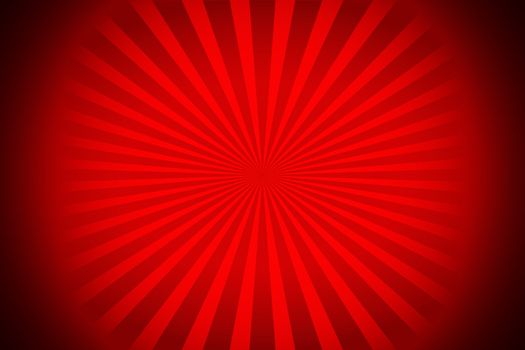 A red sunburst vectorialized rays with black corners
