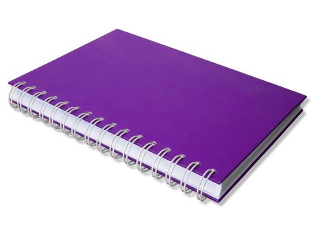 Purple note book isolated perspective with shadow