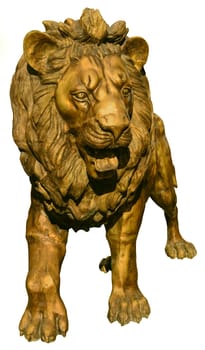 Bronze sculpture of Lion isolated on white