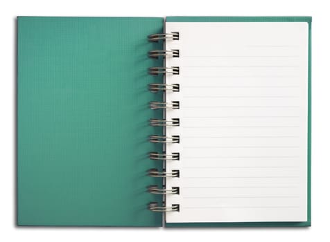 Green coverNotebook vertical single white page