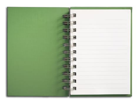 Green Notebook vertical single white page