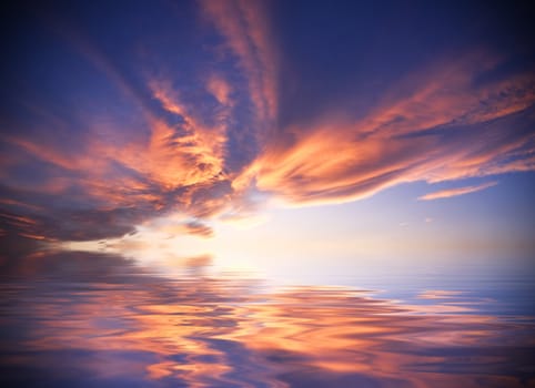 A nice clear sunset reflection on the sea