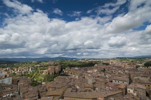 An aerial view of a tuscany city