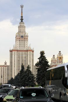 building of Moscow University against the sky