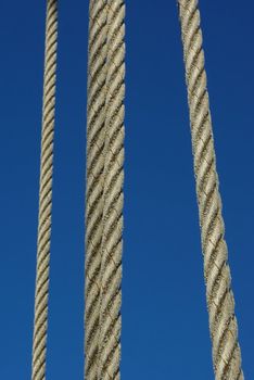 Tackle ropes on blue sky background