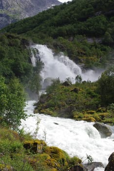 Moutain river with waterfall Norway, Bricksdail