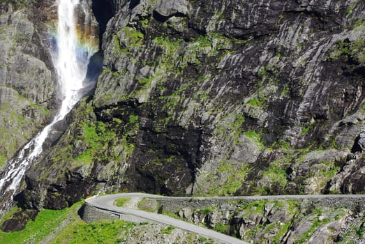 Beautiful view from famous norwegian mountain road "Troll's path"