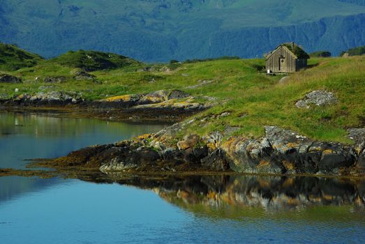 Fisherman's hut on an island in northern Atlantic