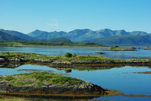 Beautiful view of the Norwegian coast of northern Atlantic