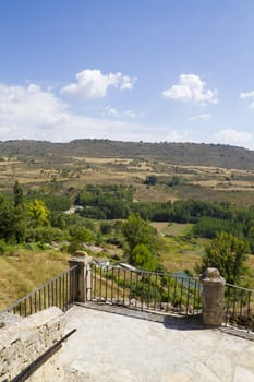 View along the river Tajo, with fields. Brihuega, Spain