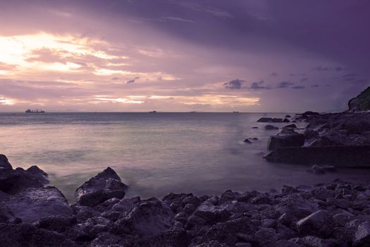 Sunset by the black sea in hong kong