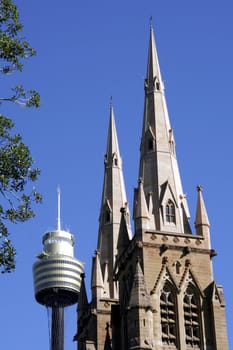 St. Mary's Cathedral & Sydney Tower, Australia - largest Roman Catholic church and largest building in Australia (and reputedly the Southern Hemisphere)