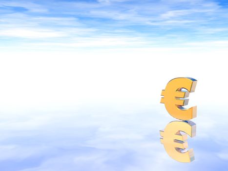 golden euro sign on cloudy background - 3d illustration