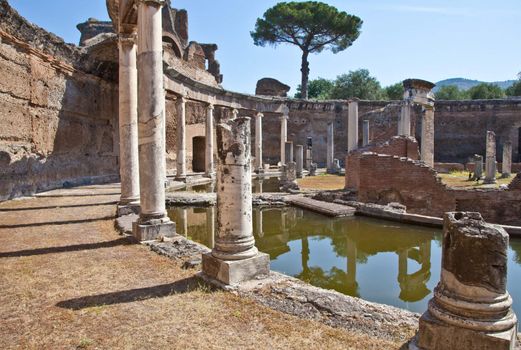 Roman columns in Villa Adriana, Tivoli, Italy