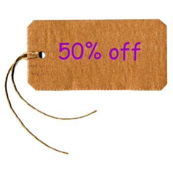 50 % off discount label tag 