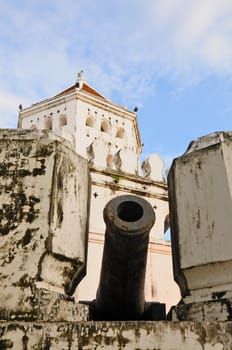 White fort with cannon