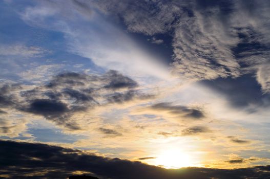 blue sky and rolling cloud before sunset