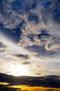 blue sky and rolling cloud before sunset