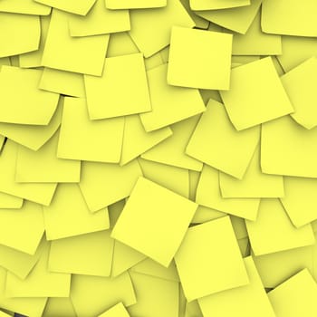 Many yellow sticky notes form a background