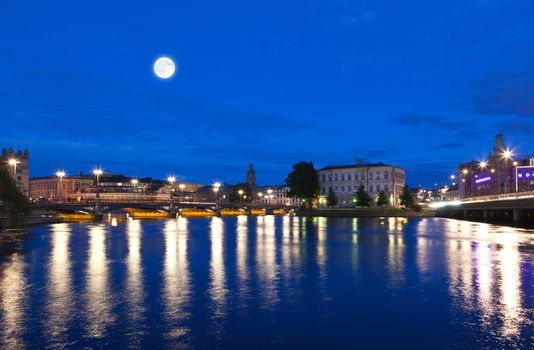 Night scene of the Stockholm City Sweden