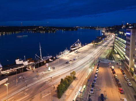 Night scene of the Stockholm City at top of Katarina elevator