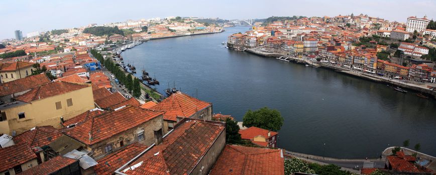 Panoramic view of the downtown area of the city of Porto, Portugal.