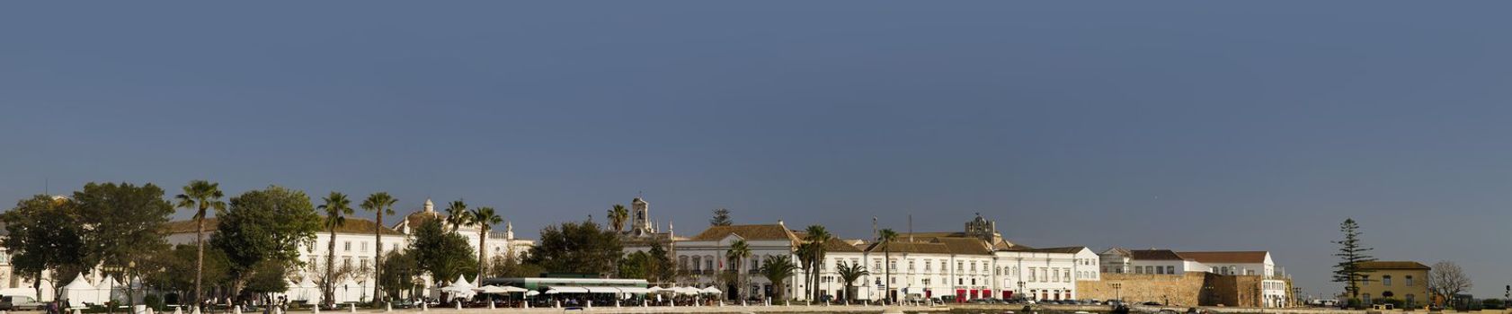 View of part of the tourist area in the city of Faro, Portugal.