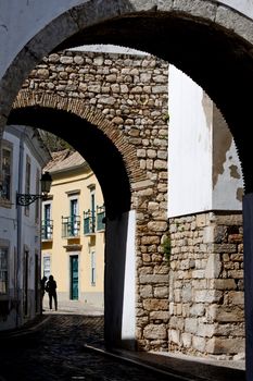 View of a well known historical street of Faro, Portugal