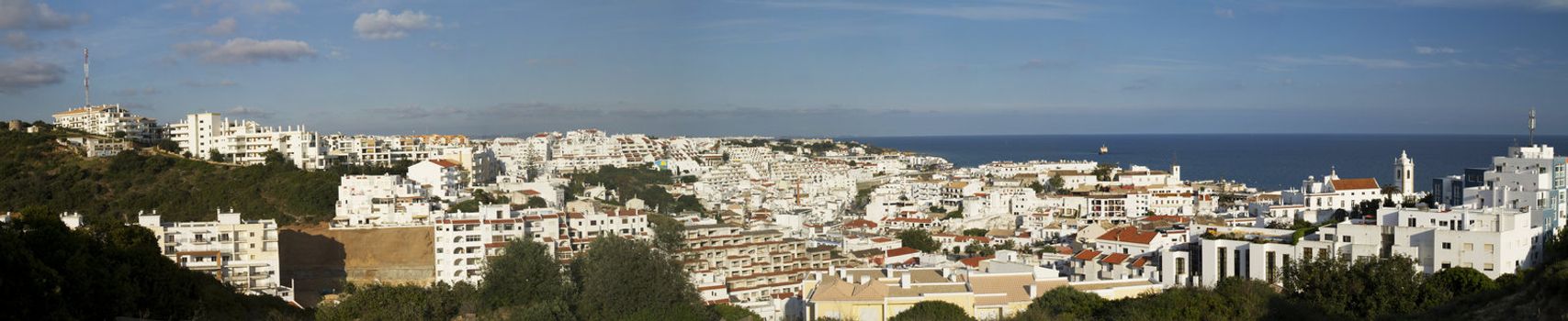 Panoramic view of the Albufeira city located on the Algarve, Portugal.