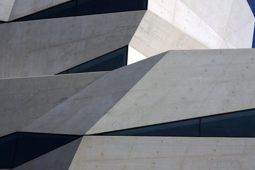 Partial detail view of an abstract and modern building.