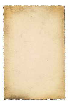 An isolated old grunge paper on a white background