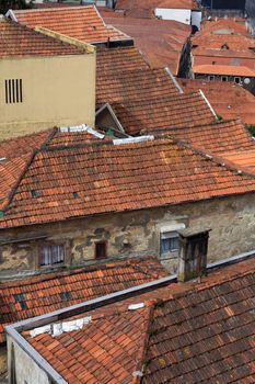 View of the typical rooftops of portuguese houses.