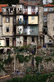 View of a section where we can see old decaying buildings indicating poverty and low life conditions.