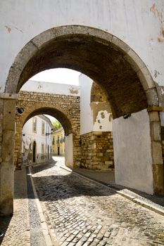 View of the historical area of Faro city located on Portugal.