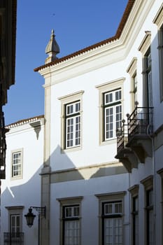 View of a narrow street on the city of Faro, Portugal