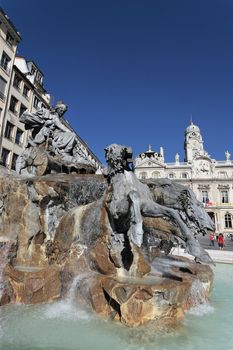 Lyon city hall and Place des Terreaux 