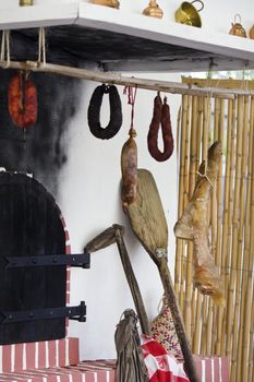 Inside view of a typical kitchen of the interior of the Alentejo/Algarve region on Portugal. 