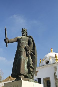 View of the statue of the first king of Portugal, D.Afonso III, located on Faro, Portugal.